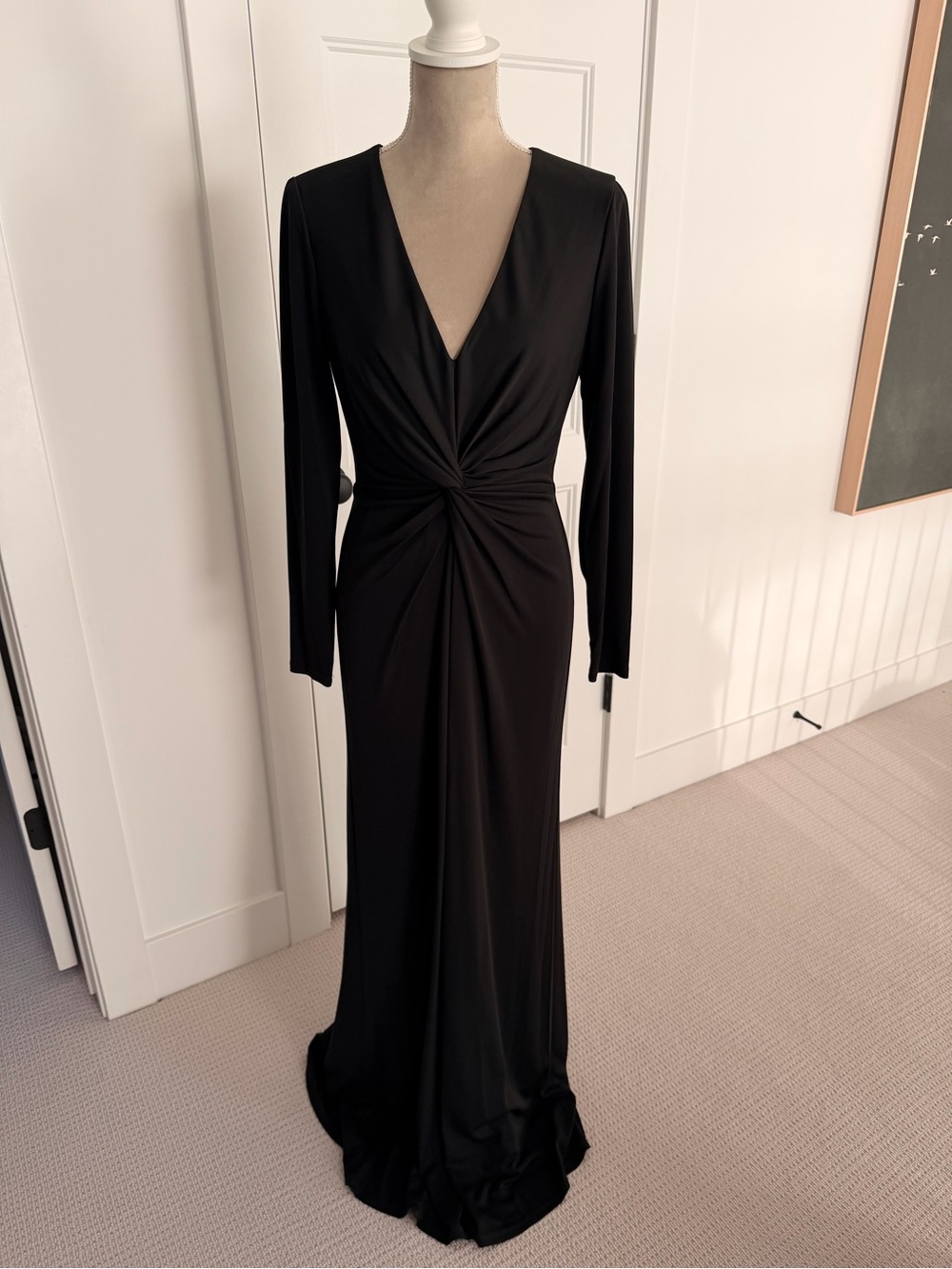 Ralph Lauren Black Long-Sleeve Twist-Waist Maxi Dress